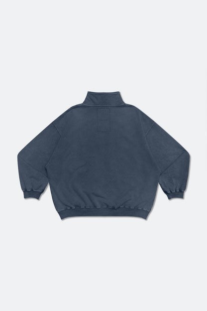 GROCERY BASIC WASHED HALF ZIP SWEATER/ NAVY - GROGROCERY