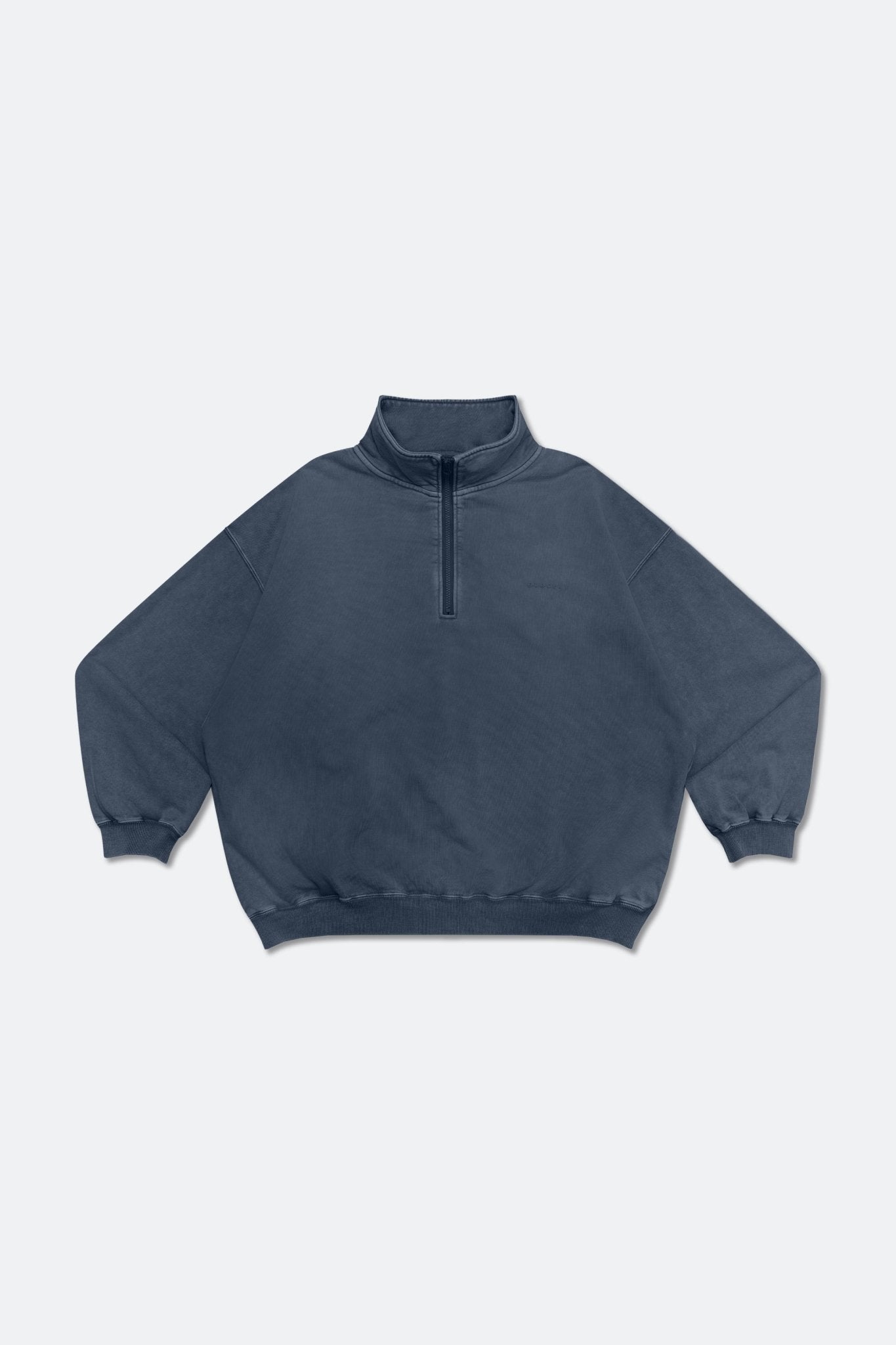 GROCERY BASIC WASHED HALF ZIP SWEATER/ NAVY - GROGROCERY