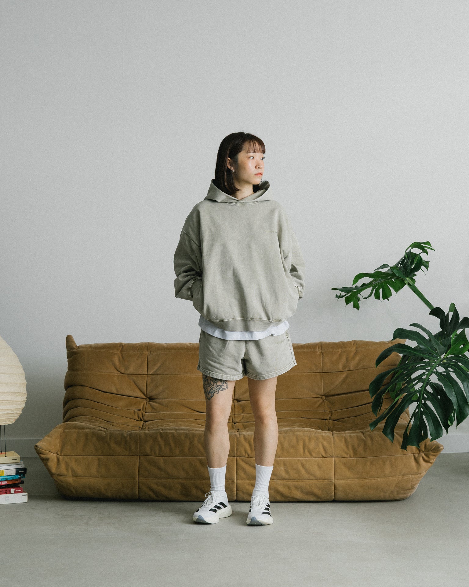 GROCERY BASIC WASHED HOODIE/ GREY OLIVE - GROGROCERY