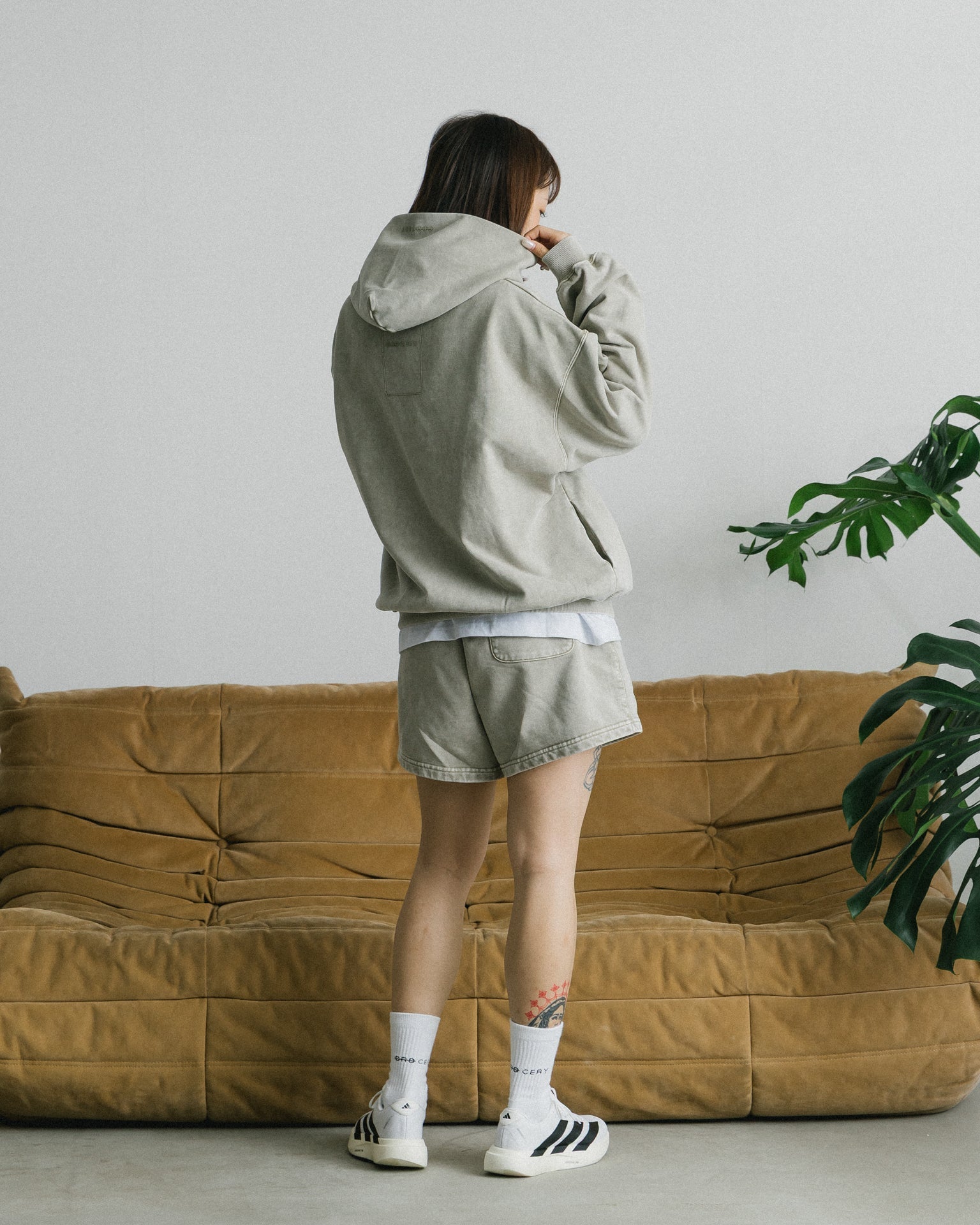 GROCERY BASIC WASHED HOODIE/ GREY OLIVE - GROGROCERY