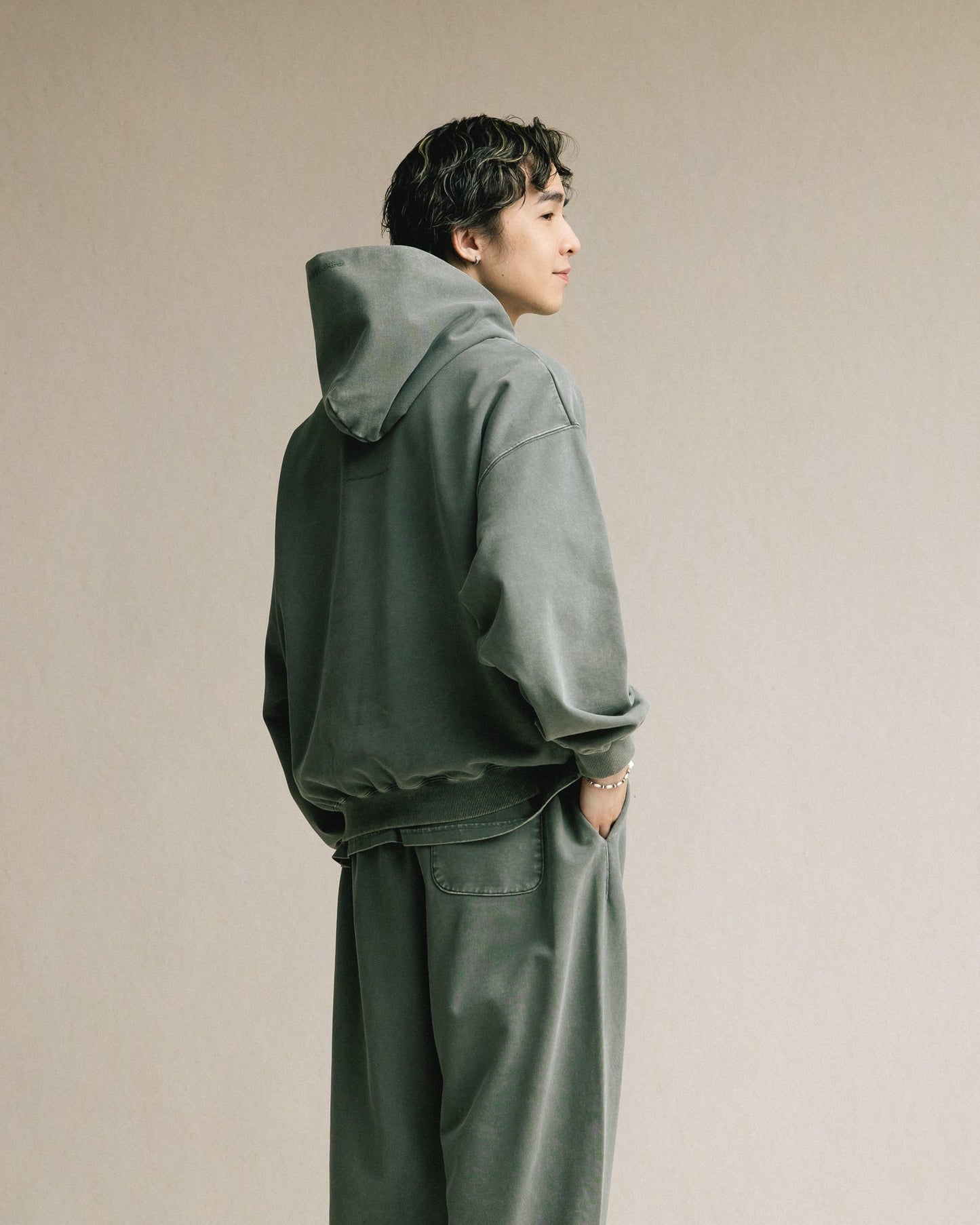 GROCERY BASIC WASHED HOODIE/ HUNTER GREEN - GROGROCERY