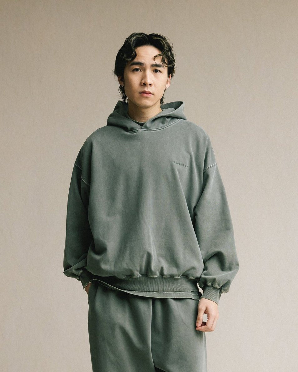 GROCERY BASIC WASHED HOODIE/ HUNTER GREEN - GROGROCERY