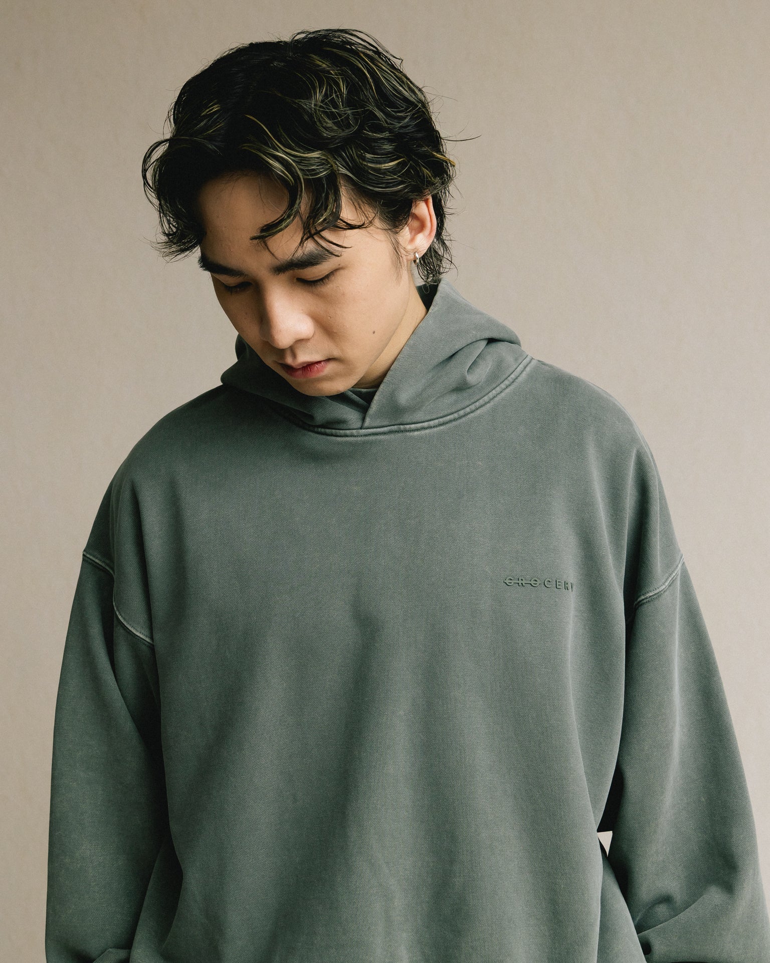 GROCERY BASIC WASHED HOODIE/ HUNTER GREEN - GROGROCERY