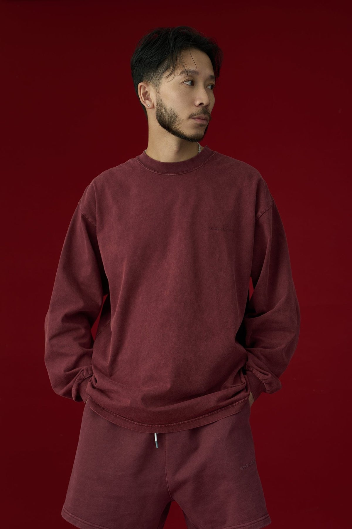GROCERY BASIC WASHED LONG TOP/ BURGUNDY - GROGROCERY