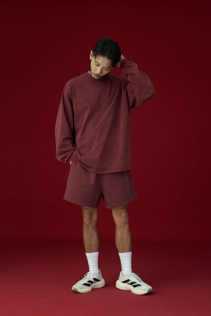 GROCERY BASIC WASHED LONG TOP/ BURGUNDY - GROGROCERY