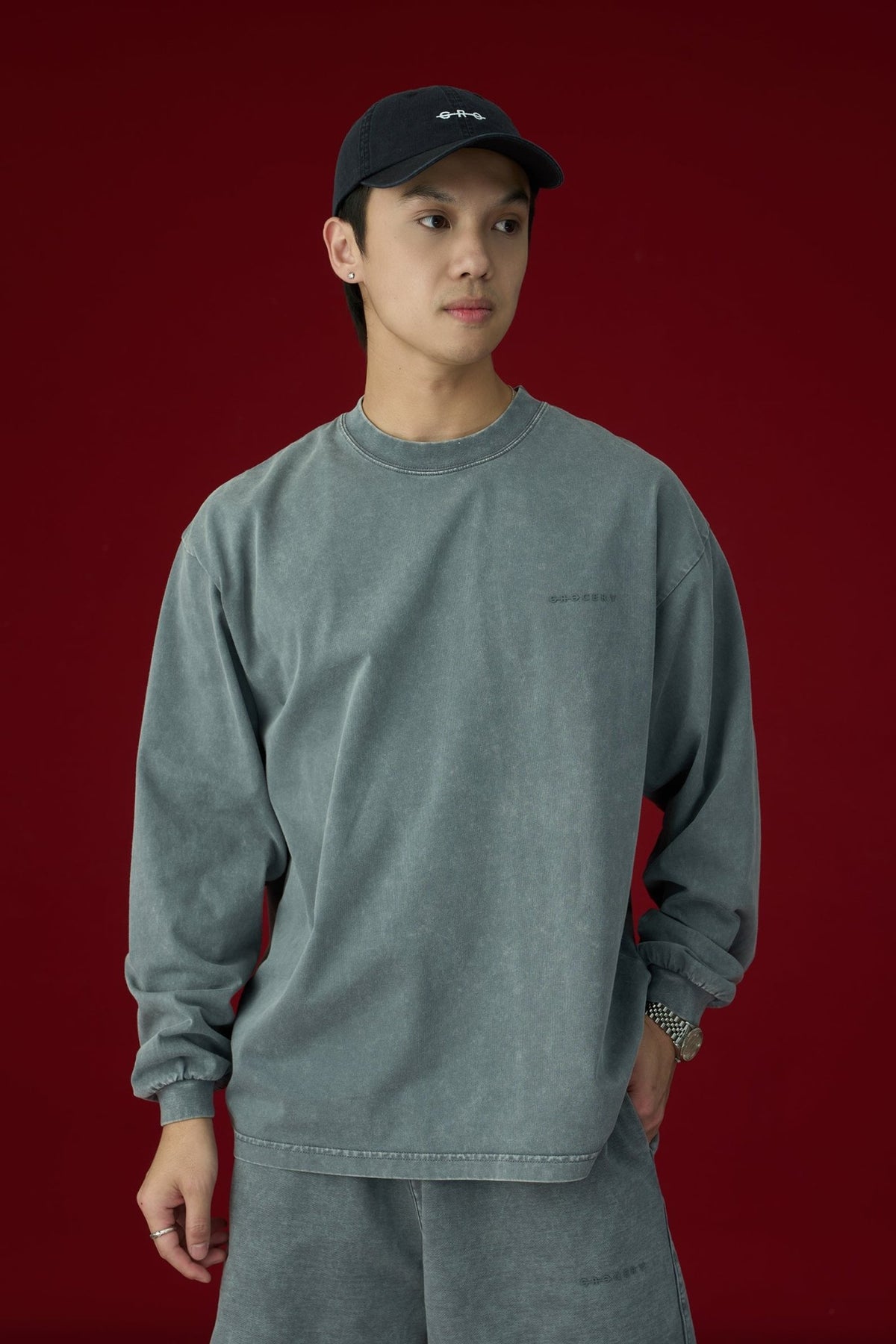 GROCERY BASIC WASHED LONG TOP/ GREY - GROGROCERY