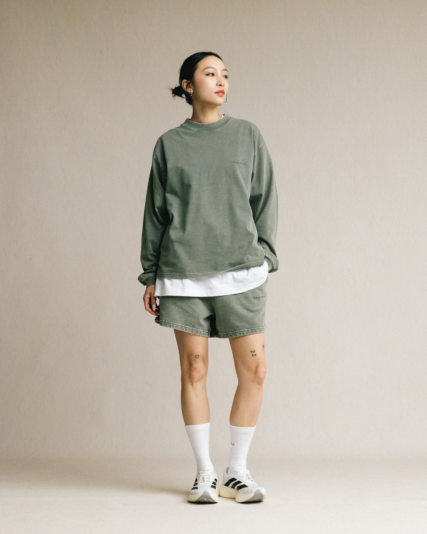 GROCERY BASIC WASHED SWEAT SHORTS/ HUNTER GREEN - GROGROCERY