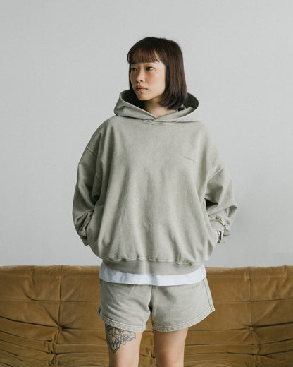 GROCERY BASIC WASHED SWEATSHORT/ GREY OLIVE - GROGROCERY