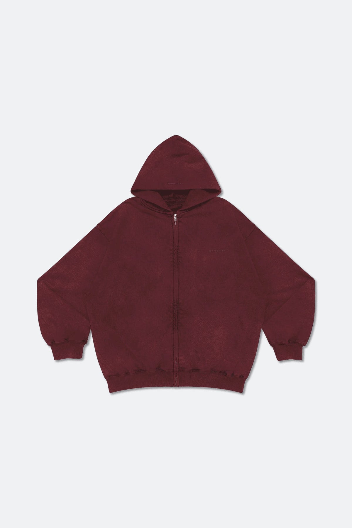 GROCERY BASIC WASHED ZIP UP HOODIE/ BURGUNDY - GROGROCERY