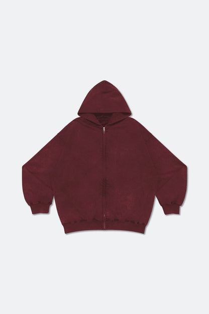 GROCERY BASIC WASHED ZIP UP HOODIE/ BURGUNDY - GROGROCERY