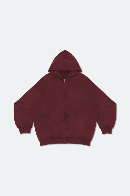 GROCERY BASIC WASHED ZIP UP HOODIE/ BURGUNDY - GROGROCERY