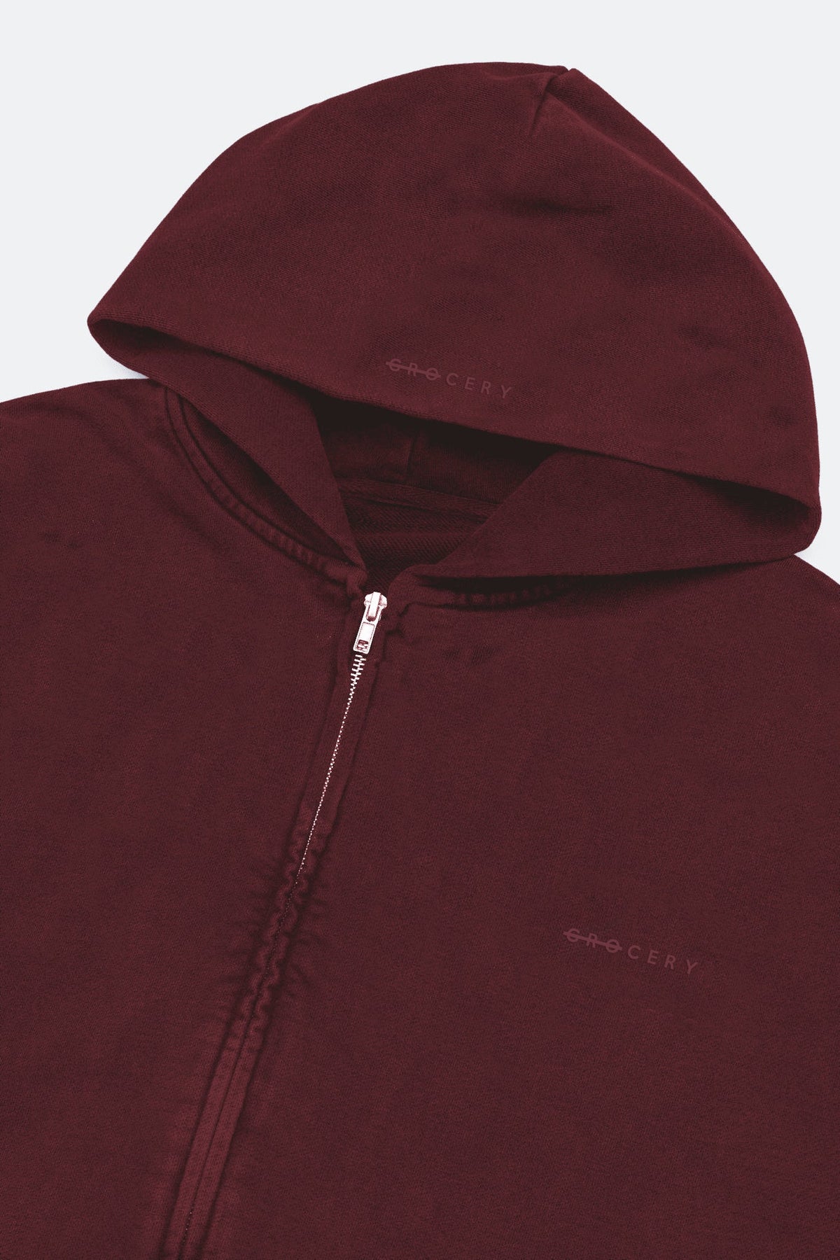 GROCERY BASIC WASHED ZIP UP HOODIE/ BURGUNDY - GROGROCERY