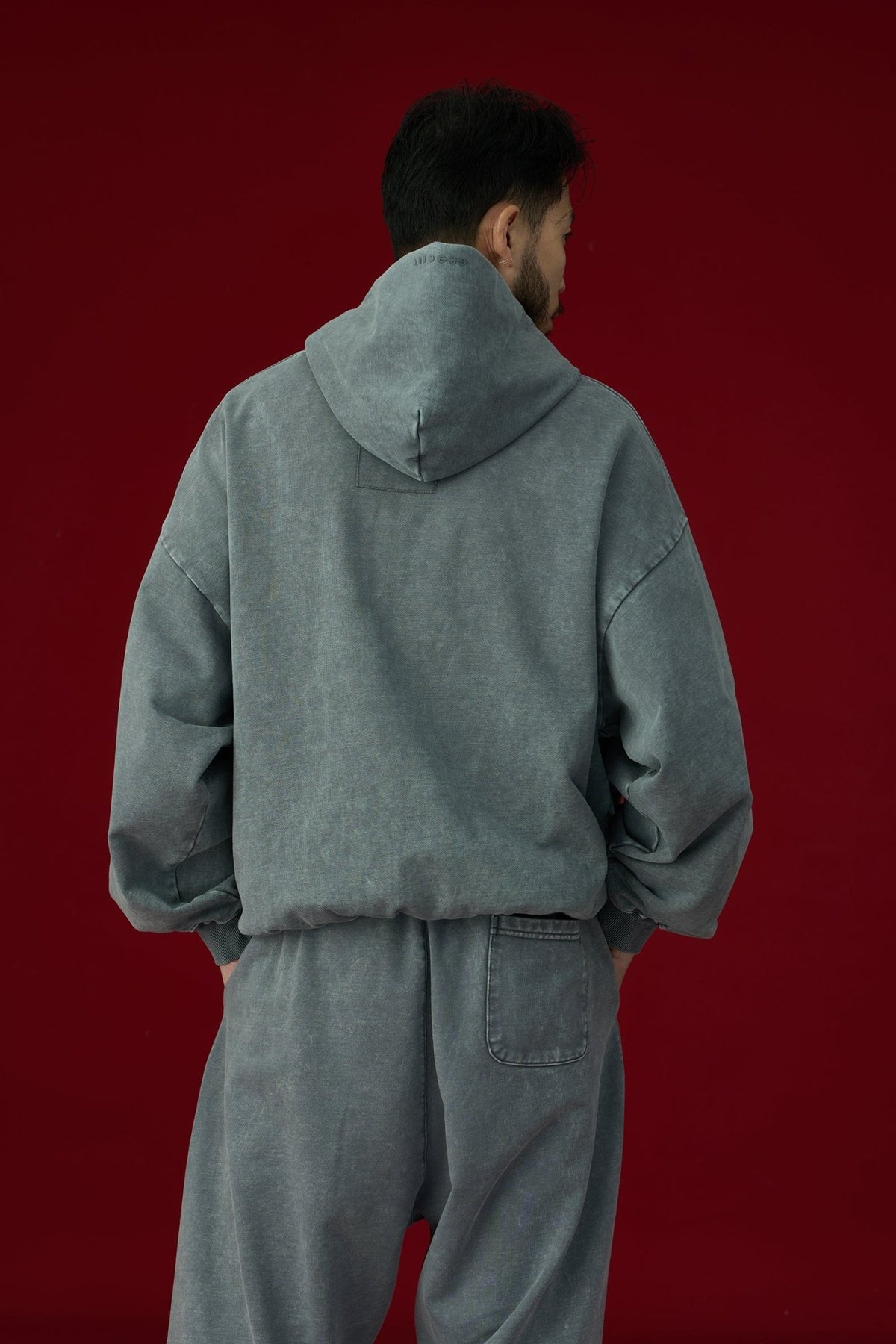 GROCERY BASIC WASHED ZIP UP HOODIE/ GREY - GROGROCERY