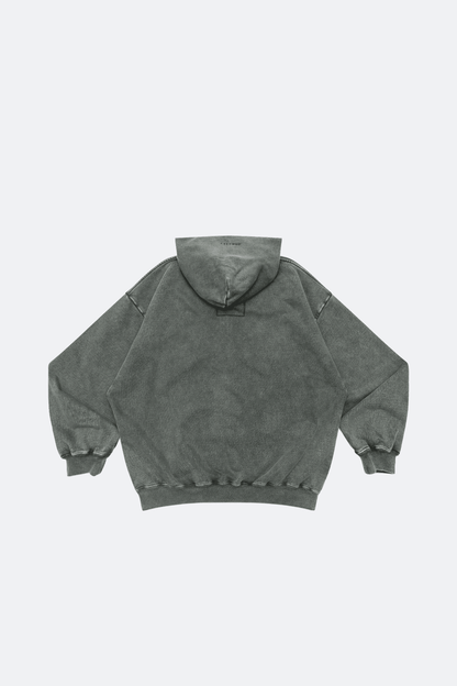 GROCERY BASIC WASHED ZIP UP HOODIE/ HUNTER GREEN - GROGROCERY
