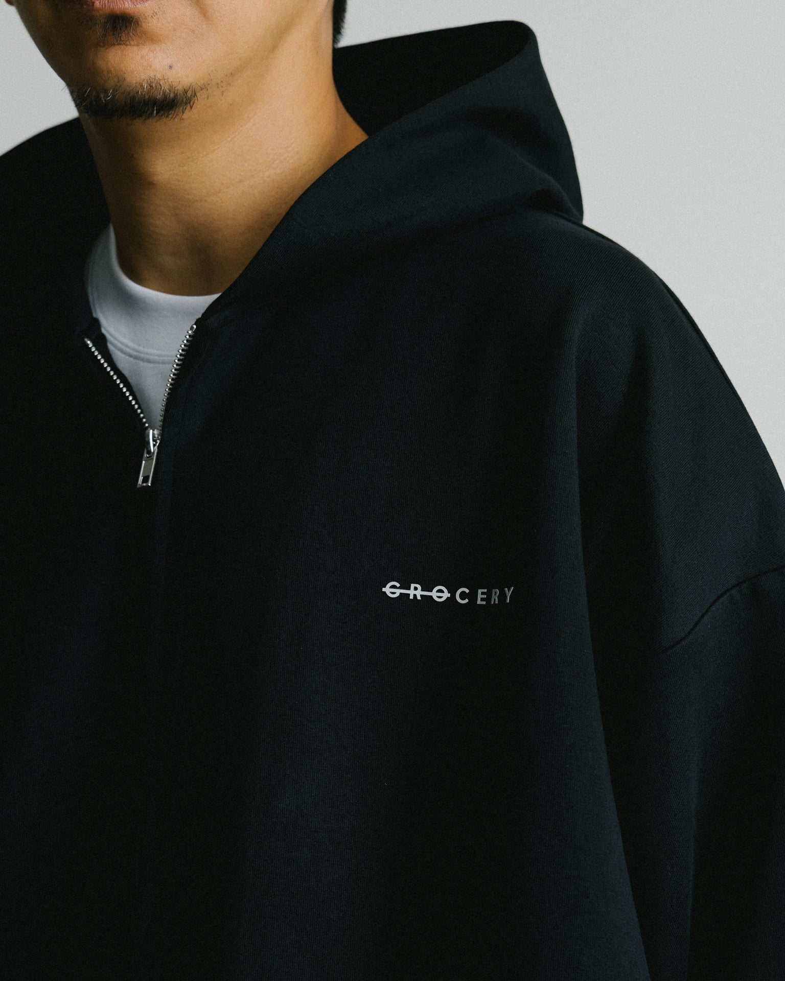 GROCERY BASIC ZIP UP HOODIE/ BLACK - GROGROCERY