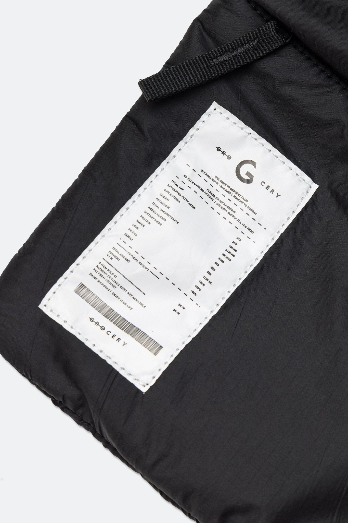 GROCERY BG - 002 PADDED NYLON MESSENGER BAG/ BLACK - GROGROCERY