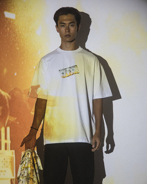 GROCERY BURNING DOLLAR GRAPHIC TEE/ WHITE - GROGROCERY