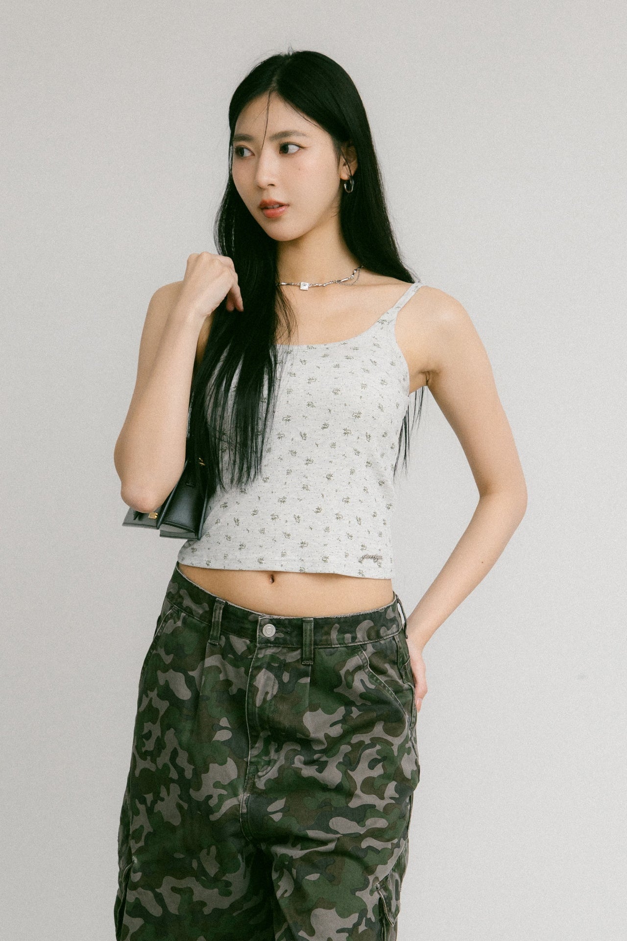 GROCERY CAMISOLE TANK TOP/ GREY FLORAL - GROGROCERY