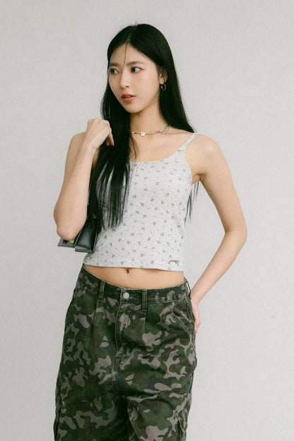 GROCERY CAMISOLE TANK TOP/ GREY FLORAL - GROGROCERY