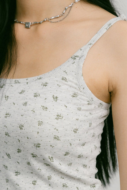 GROCERY CAMISOLE TANK TOP/ GREY FLORAL - GROGROCERY