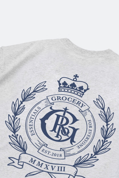 GROCERY COLLEGE EMBLEM GRAPHIC TEE/ HEATHER GREY - GROGROCERY