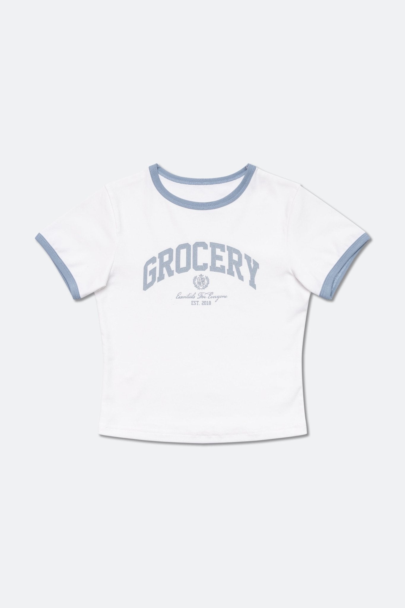 GROCERY COLLEGE LOGO RINGER BABY TEE/ WHITE - GROGROCERY