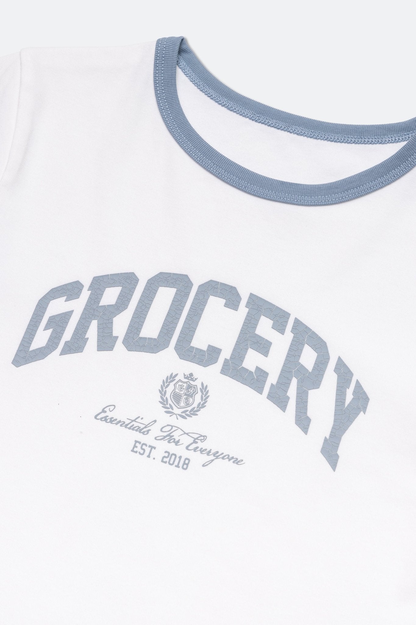 GROCERY COLLEGE LOGO RINGER BABY TEE/ WHITE - GROGROCERY