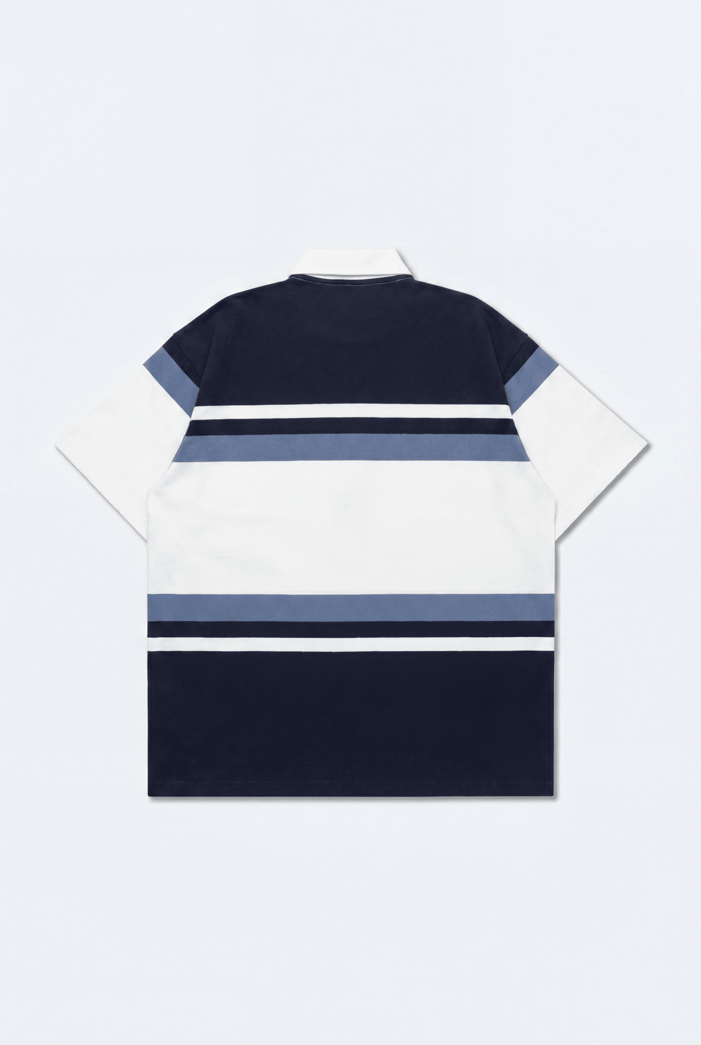 GROCERY COLLEGE LOGO STRIPE POLO SHIRT/ CREAM & NAVY - GROGROCERY
