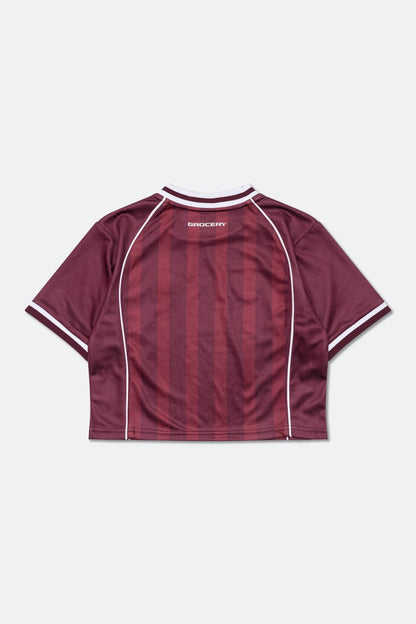 GROCERY COLLEGE STRIPE CROPPED JERSEY/ BURGUNDY - GROGROCERY