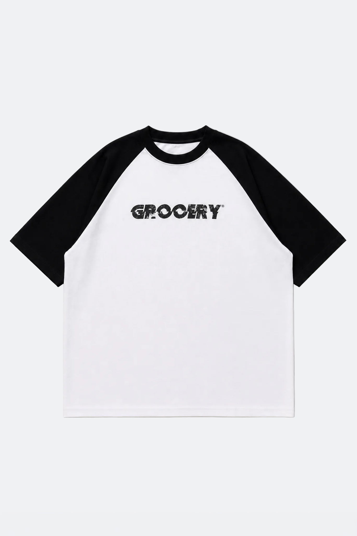 GROCERY CONTRAST RAGLAN LOGO TEE/ BLACK - GROGROCERY