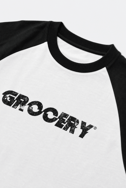 GROCERY CONTRAST RAGLAN LOGO TEE/ BLACK - GROGROCERY