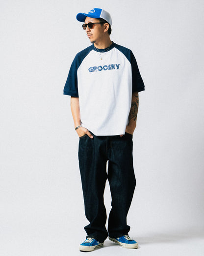 GROCERY CONTRAST RAGLAN LOGO TEE/ WHITE - GROGROCERY