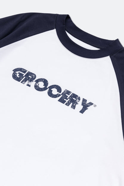 GROCERY CONTRAST RAGLAN LOGO TEE/ WHITE - GROGROCERY