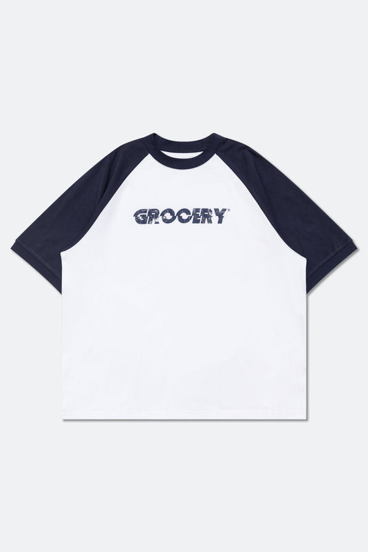 GROCERY CONTRAST RAGLAN LOGO TEE/ WHITE - GROGROCERY