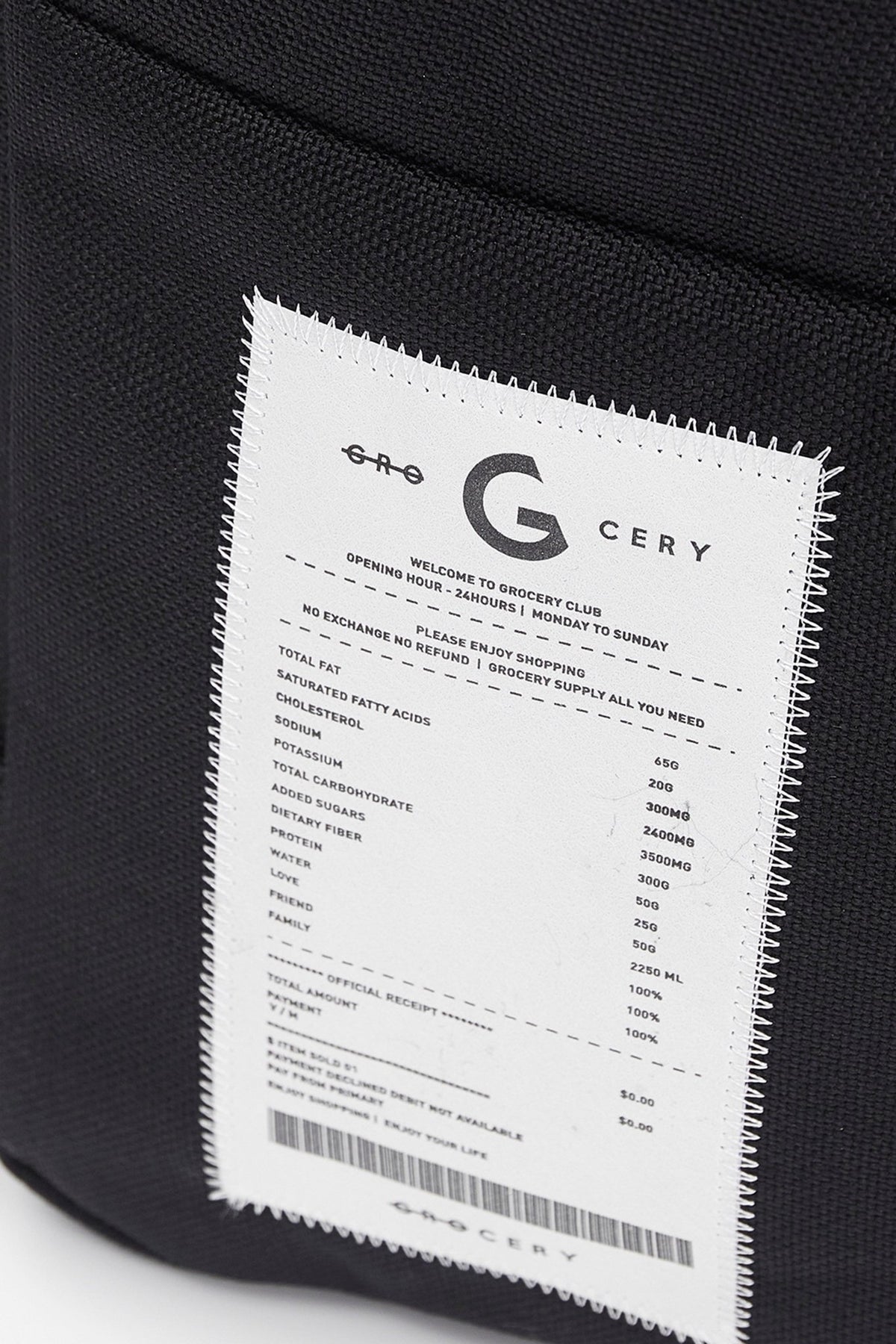GROCERY CORDURA 22L DAYPACK/ BLACK - GROGROCERY