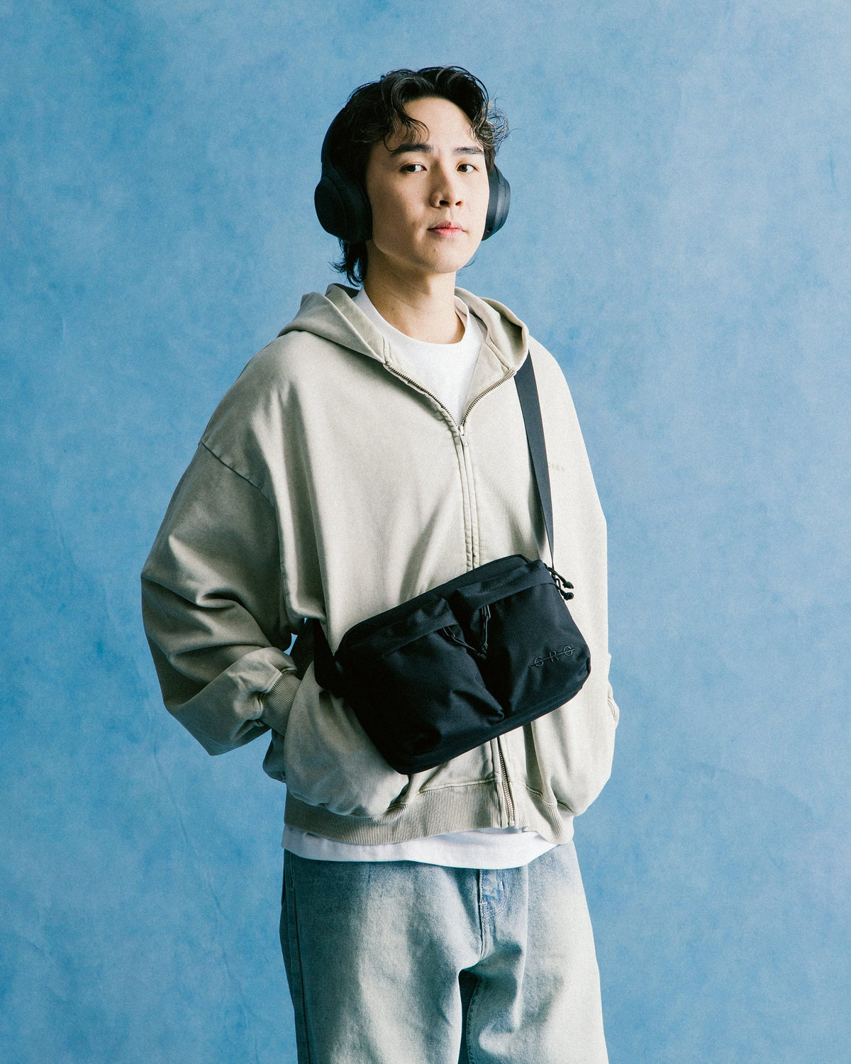 GROCERY CORDURA DOUBLE POCKET SHOULDER BAG/ BLACK - GROGROCERY
