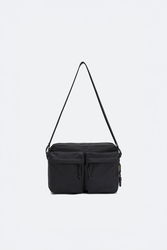 GROCERY CORDURA DOUBLE POCKET SHOULDER BAG/ BLACK - GROGROCERY