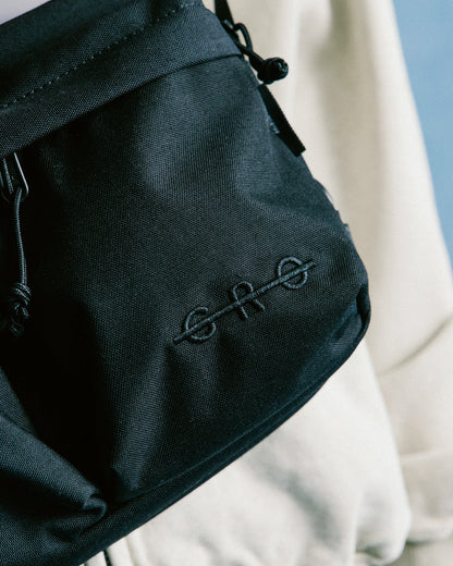 GROCERY CORDURA DOUBLE POCKET SHOULDER BAG/ BLACK - GROGROCERY
