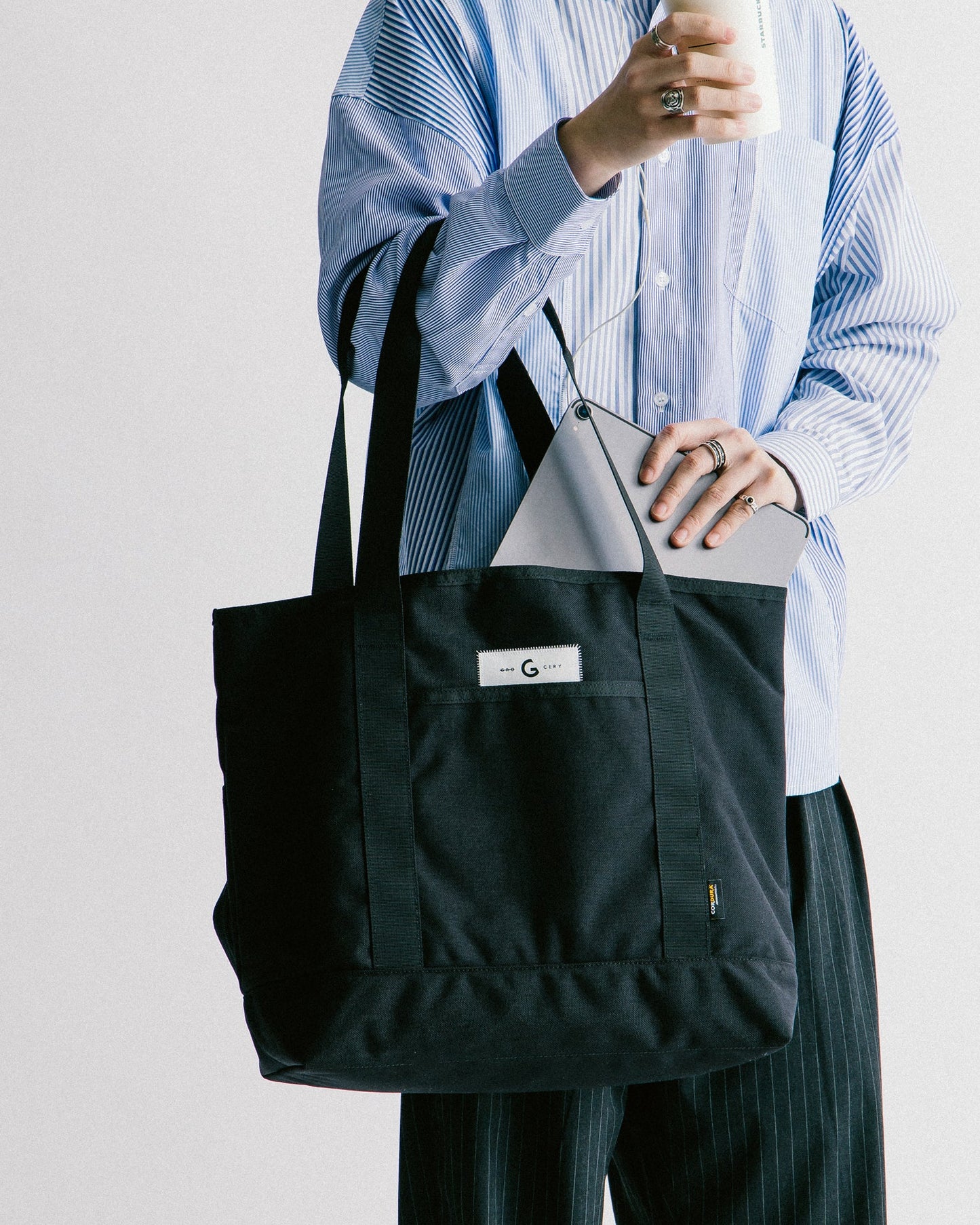 GROCERY CORDURA TOTE BAG/ BLACK - GROGROCERY