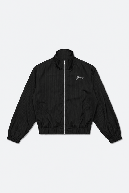 GROCERY CROPPED PINSTRIPE JACKET/ BLACK - GROGROCERY