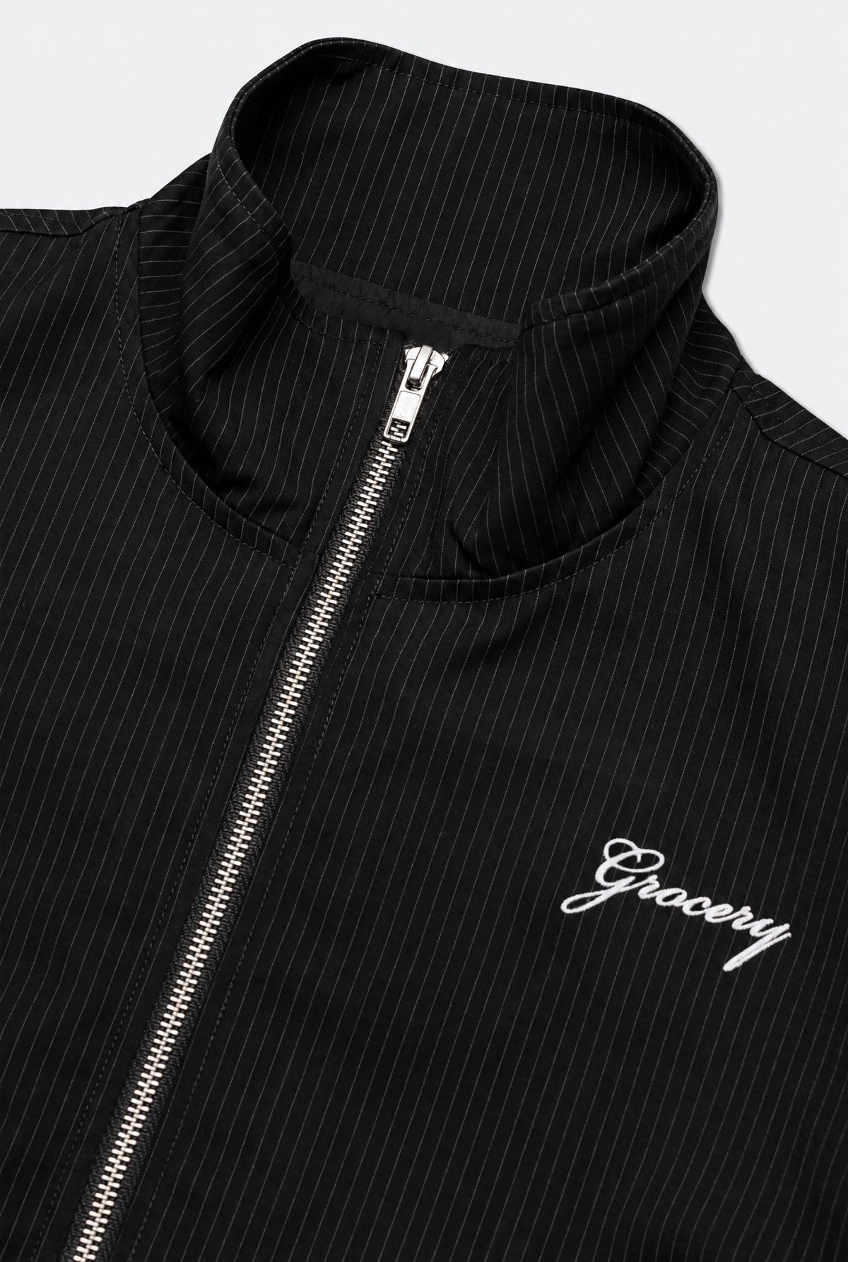 GROCERY CROPPED PINSTRIPE JACKET/ BLACK - GROGROCERY