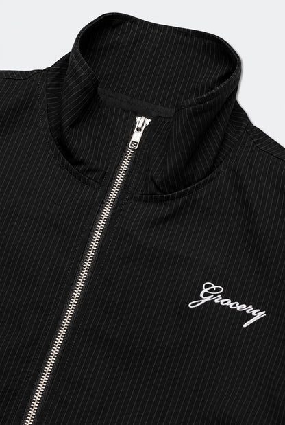GROCERY CROPPED PINSTRIPE JACKET/ BLACK - GROGROCERY