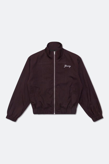GROCERY CROPPED PINSTRIPE JACKET/ BURGUNDY - GROGROCERY