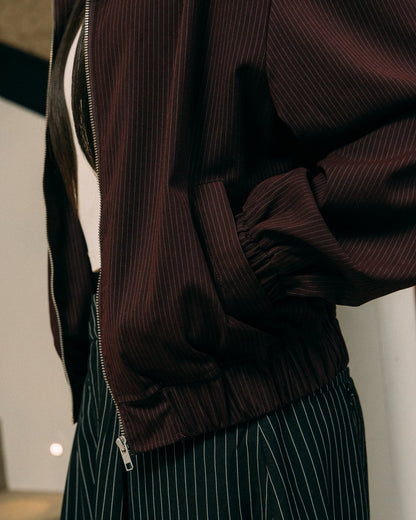 GROCERY CROPPED PINSTRIPE JACKET/ BURGUNDY - GROGROCERY