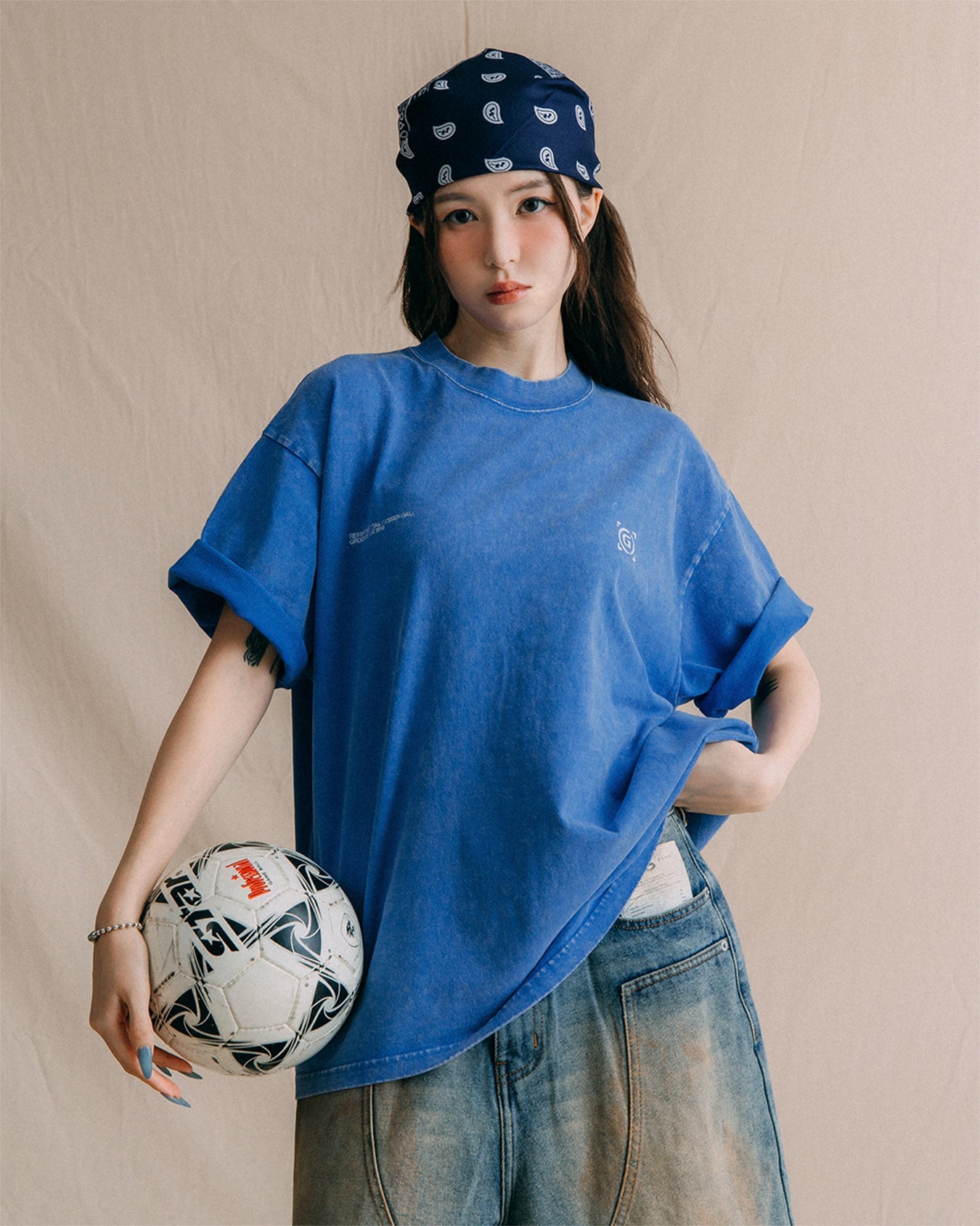 GROCERY DAILY ESSENTIALS WASHED GRAPHIC BOXY TEE/ BLUE - GROGROCERY