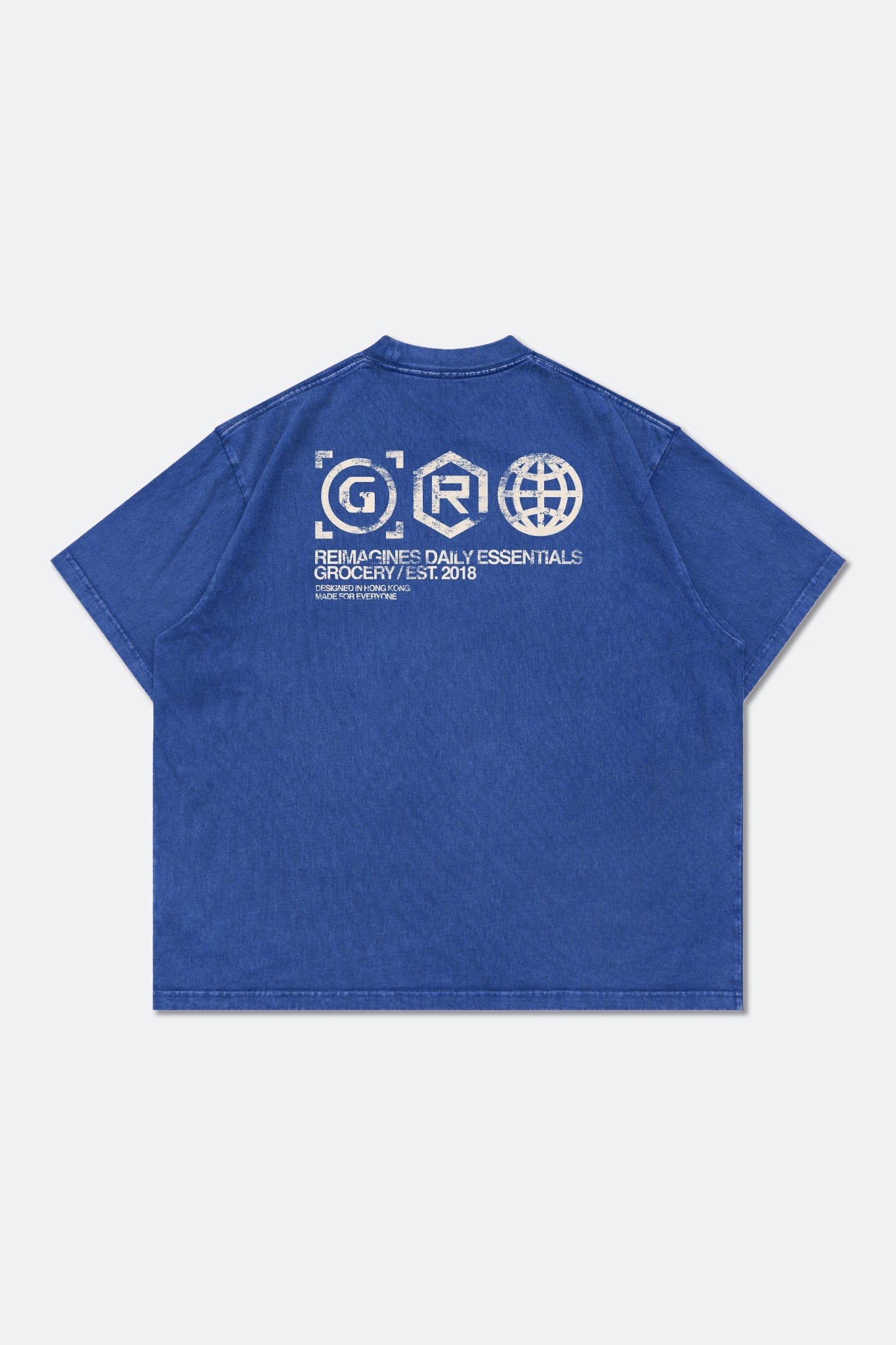 GROCERY DAILY ESSENTIALS WASHED GRAPHIC BOXY TEE/ BLUE - GROGROCERY