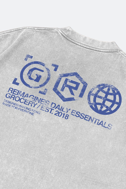 GROCERY DAILY ESSENTIALS WASHED GRAPHIC BOXY TEE/ GREY - GROGROCERY