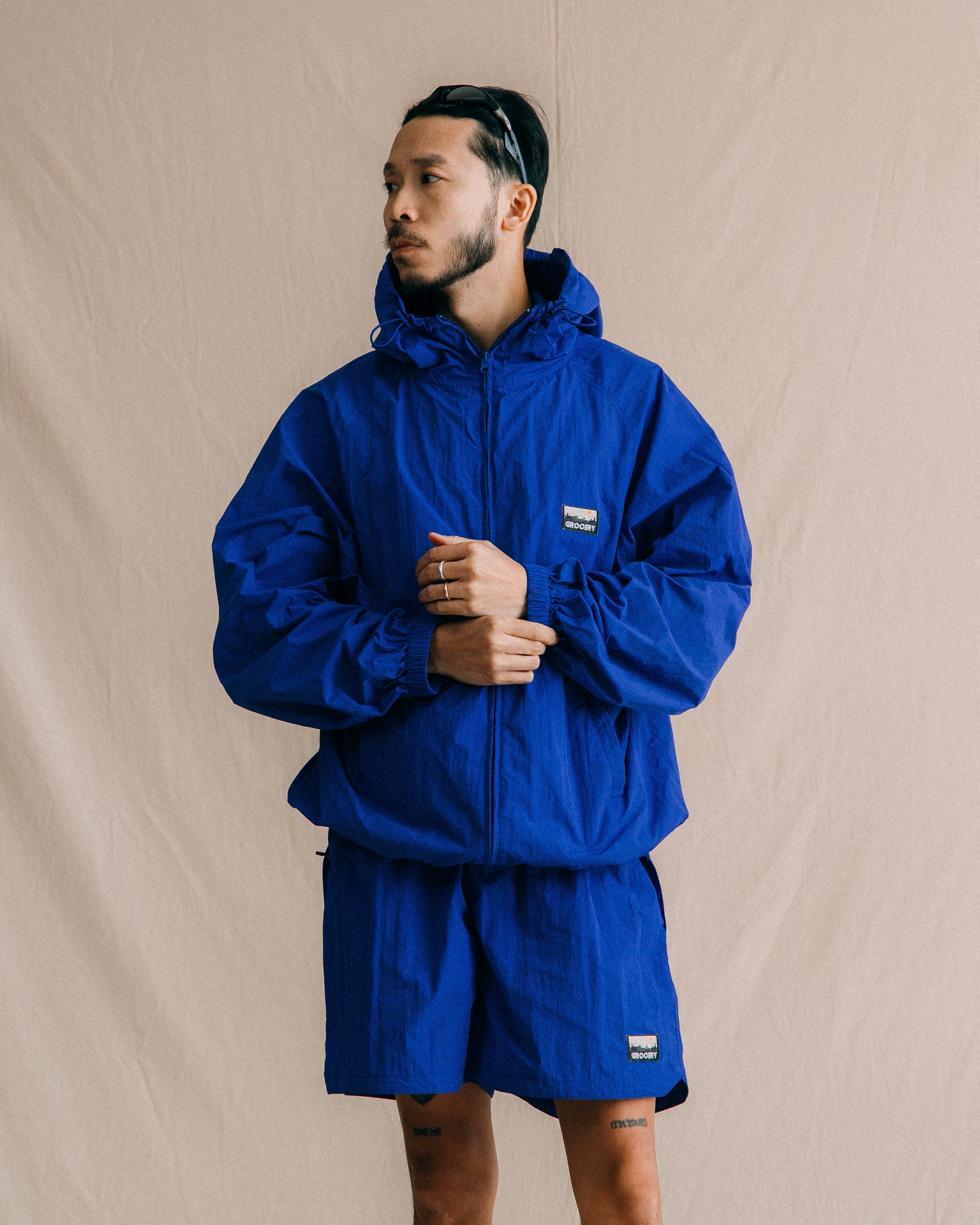 GROCERY DAILY NYLON SHORTS/ BLUE - GROGROCERY