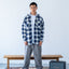 GROCERY DETACHABLE HOOD CHECK OVERSHIRT/ NAVY & WHITE - GROGROCERY