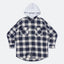 GROCERY DETACHABLE HOOD CHECK OVERSHIRT/ NAVY & WHITE - GROGROCERY